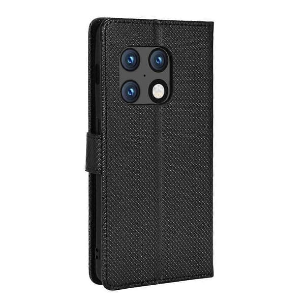 Til OnePlus 10 Pro 5G Diamanttekstur Læder Telefoncover (Sort)