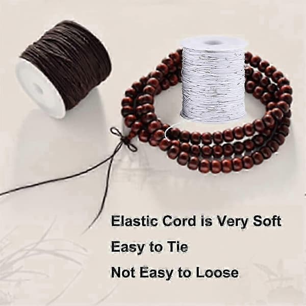 4 ruller 1 mm solid elastisk snor for armbånd- og halskjefremstilling, tøyelig smykkesnor