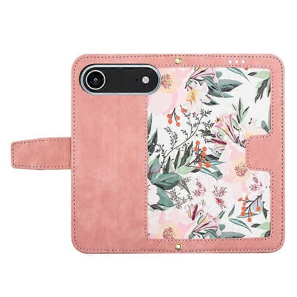 Kompatibel til iPhone 17 Air Case PU Læder Blomstret Telefoncover Med Kortpladser