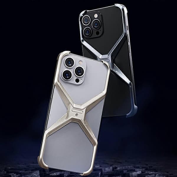 For iPhone 16 Pro Bumperdeksel Uten Ramme Aluminiumlegering X-formet Telefondeksel