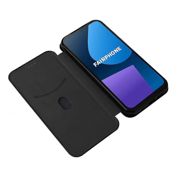 Til Fairphone 5 Cover med kulfibertekstur og kortholder (sort)