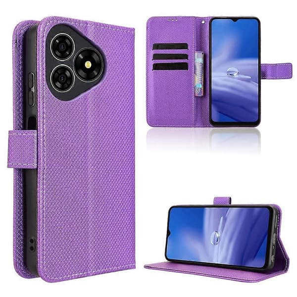 Diamanttextur Läder Telefonfodral (Lila)