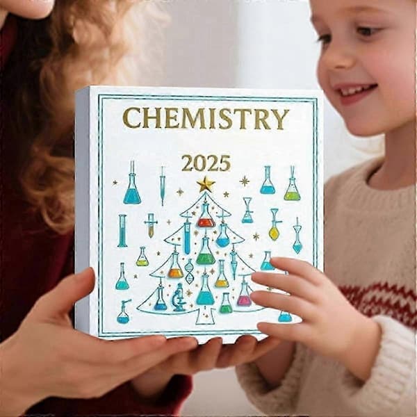 Daglig kjemi-eksperimenter 2025 adventskalender: 24 dagers nedtelling til jul med 2D akryl vitenskapsanheng og eksperimentsett