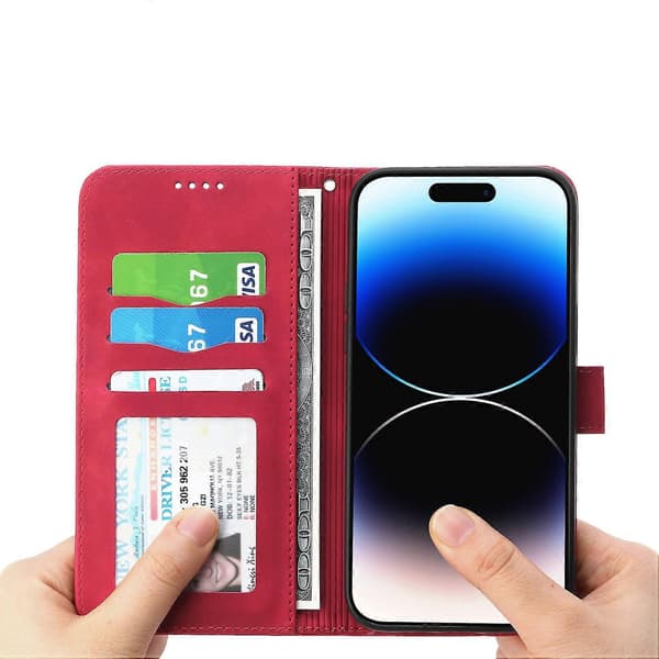 DIERFENG DF-03 för iPhone 17 Air Fodral med linjemönster Plånboksfodral i läder med handledsrem
