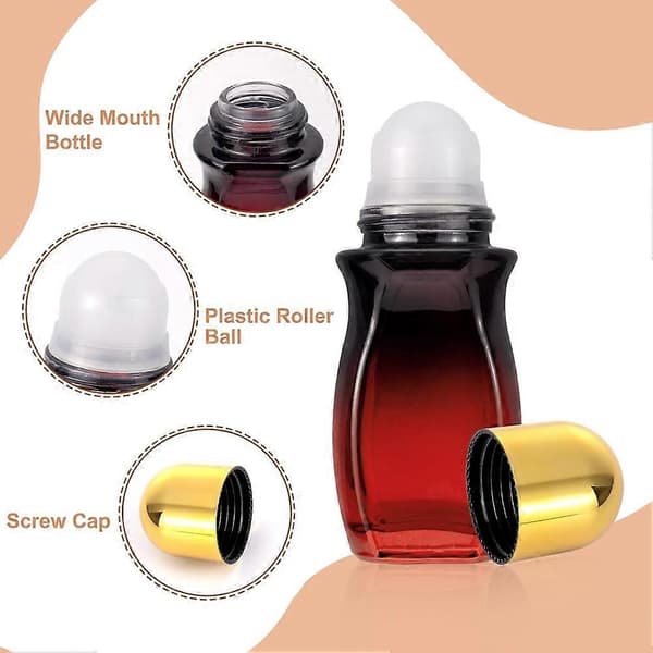 4 st rullflaskor set 50 ml gradient röd glas deodorant rullflaska och öppnare parfymflaskor guld