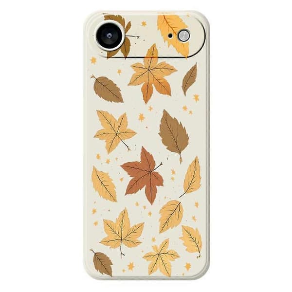 For iPhone 17 Air Case Maple Leaf Pattern Printing Straight Edge TPU Phone Back Cover - Beige