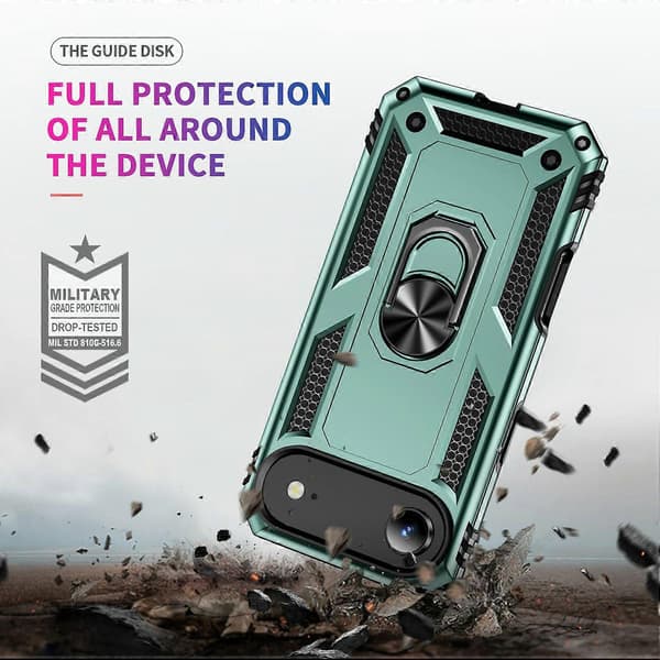 Til iPhone 17 Air-deksel PC + TPU-telefondeksel med støtte – svartgrønn