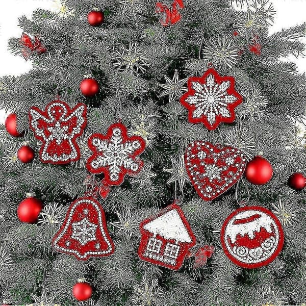 10-delt sæt med diamantmalede julepynt, julepynt | Juletræspynt | Jul | Juledekorationer