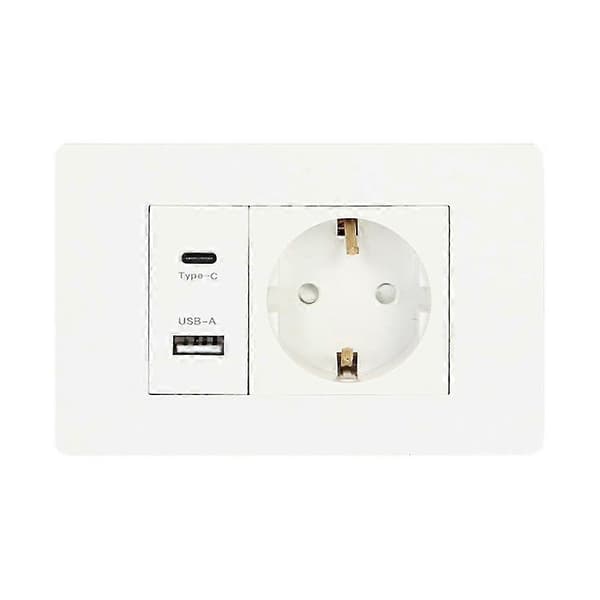 Standard veggkontakt USB+TYPE-C+EURO-kontakt 16A 180V-250V USB-strømadapterkontakt EU-plugg