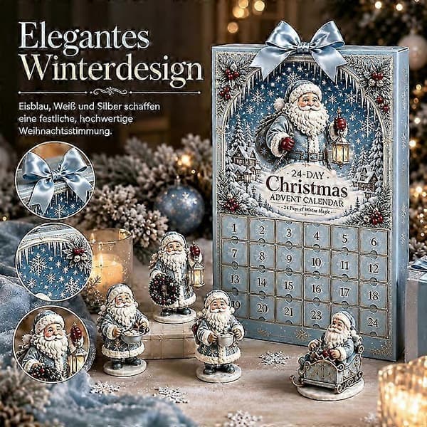 3D Julemand Julekalender, 24-dages nedtællingsæske, vintersne-tema, minifigur-samling, bordpynt til jul JCX04