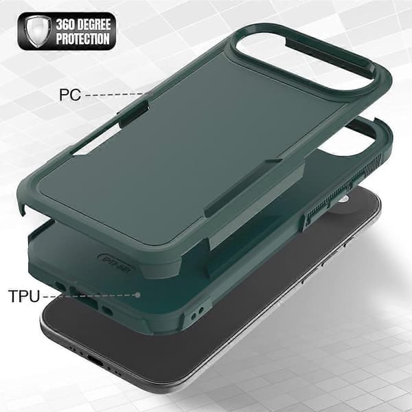 För iPhone 17 Air Fodral 2 i 1 PC+TPU Stötsäkert Telefonfodral - Mörkgrön