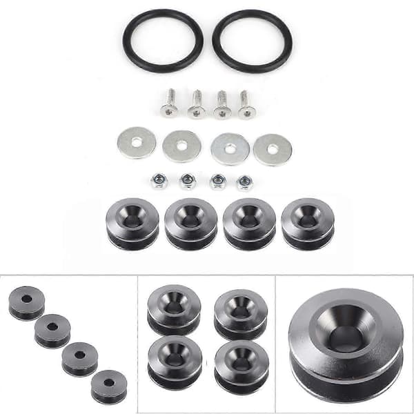 Bil Aluminiumlegering Stötfångarbricka/Bult Motorrum Styling Kit Snabbfäste Grå