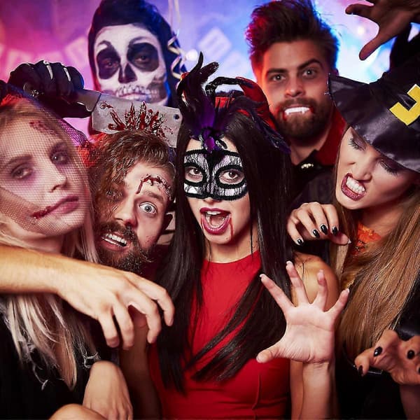 1 sett 2 stk Halloween festdekorasjon kreative halvmasker i blonder