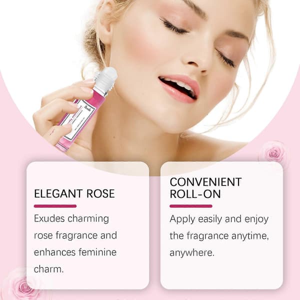 Rose Damparfym Roll-On 10ml, Fräsch Långvarig Rosdoft för Par, Resevänlig