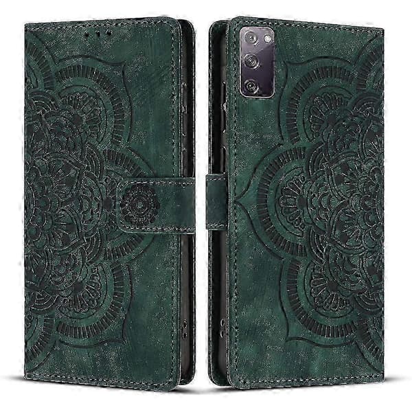 Frosted læder smartphone-etui til Mandala Emed Retro (grøn, til Samsung Galaxy S20 FE)