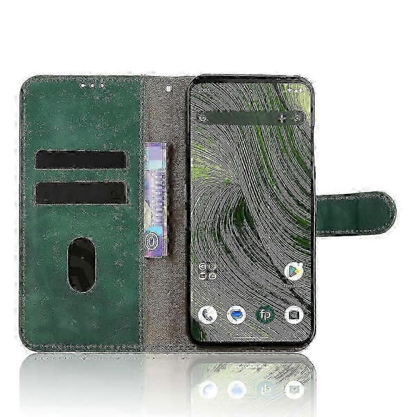 Grönt läderkänsla Anti-Drop Plånboksfodral för Fairphone 6