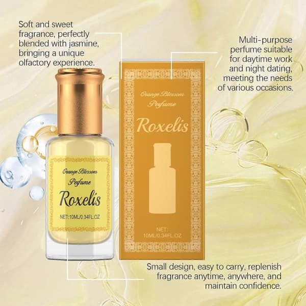 Långvarig apelsinblomma roll-on parfym, elegant fräsch uppfriskande doft, 10 ml resevänlig doft
