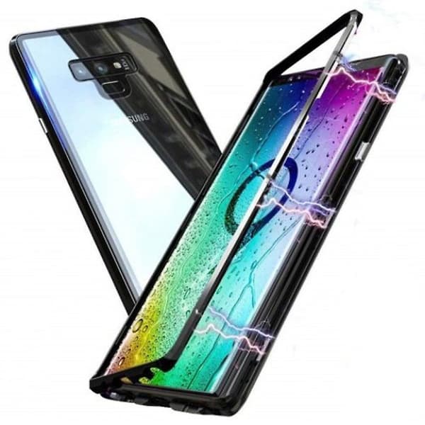 Magnetisk Adsorption Hærdet Glas Metalcover til Samsung Note 9 Sorte Covers & Skins