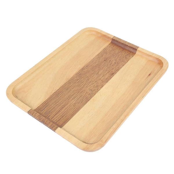 Naturligt trä rund serveringsbricka, träplatta, serveringsfat med te, vattendricksbricka
