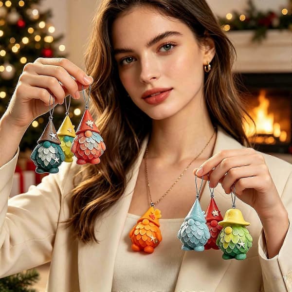 3D Havglas-stil Nissefigur Jule-adventskalender Dekorationssæt med Nissepynt til Juleudstilling