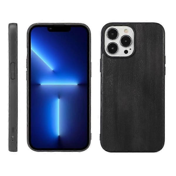 Iphone 13 Pro Max keltainen lehmänkuvioinen PU-puhelinkotelo (musta)