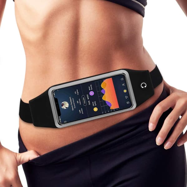 Vanntett midjeveske, doble lommer med berøringsvindu for iPhone 14, iPhone 13 Mini/iPhone 13/iPhone 13 Pro, iPhone 12/12 Pro, iPhone 11 Pro Max/X/XR,