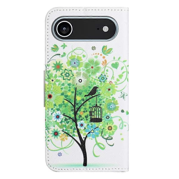 Kompatibel med iPhone 17 Air Case Mønsterprint Cross Texture Læder Telefoncover