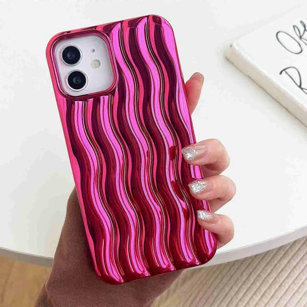Til iPhone 13 Pro Max Plating 3D Vandbølge Tekstur Telefoncover