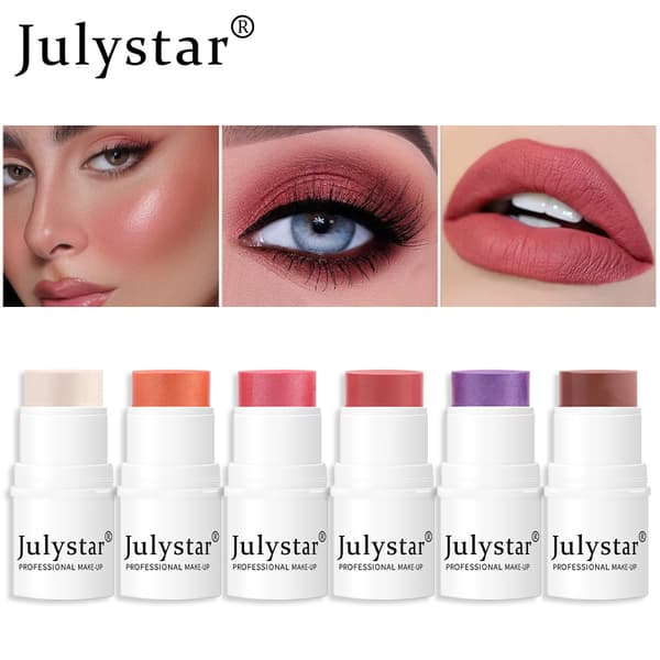 Julystar Multi-use Blush Stick, Matt & Shimmer Highlighter Contour Blush Cream för Lazy Makeup 04#