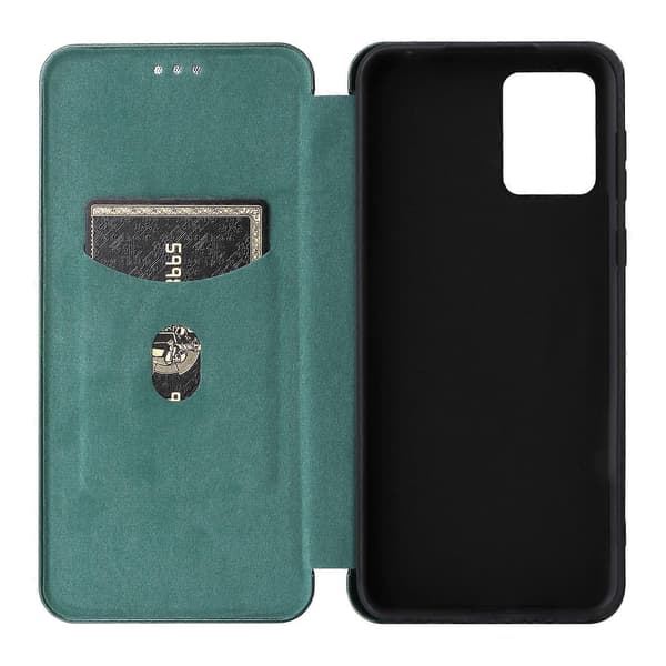 För Motorola Moto E13 4G Kolfibertextur Flip Läder Telefonfodral (Grön)
