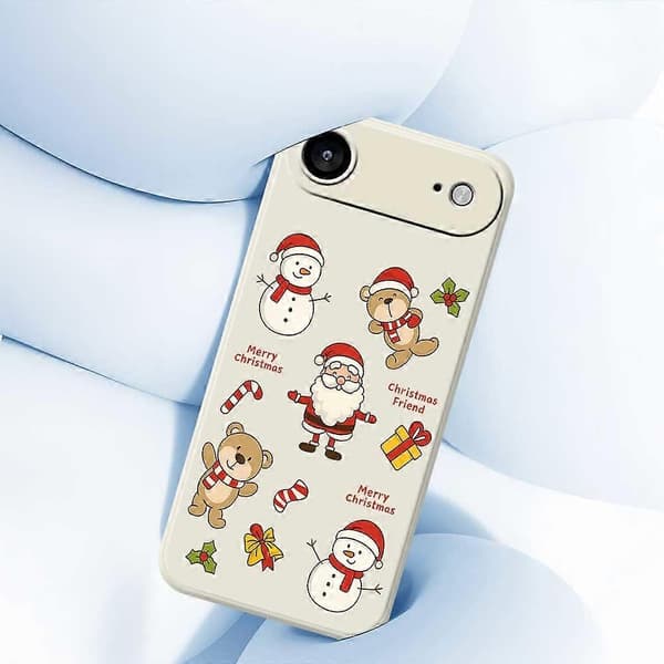 Til iPhone 17 Air-deksel med julevenner-mønster, rett kant, TPU-telefonbakdeksel - Beige
