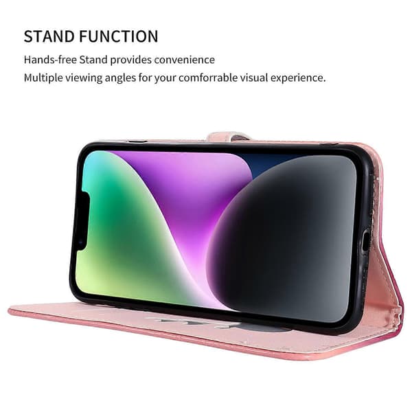 Til iPhone 13 Krokodille Tekstur Etui Gradient Farve Læder Telefoncover med Rem