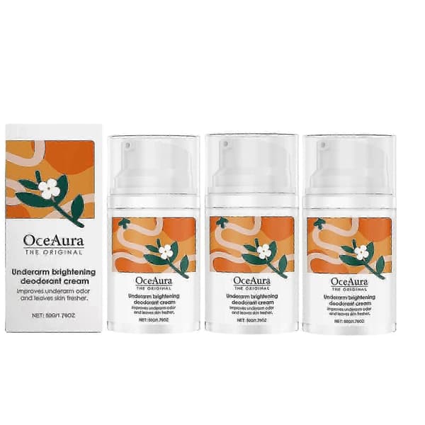3 stk. Den originale lysnende deodorantcreme til mørke armhuler, kropslugtfjerner til kvinder og mænd, behandling af indgroede hår