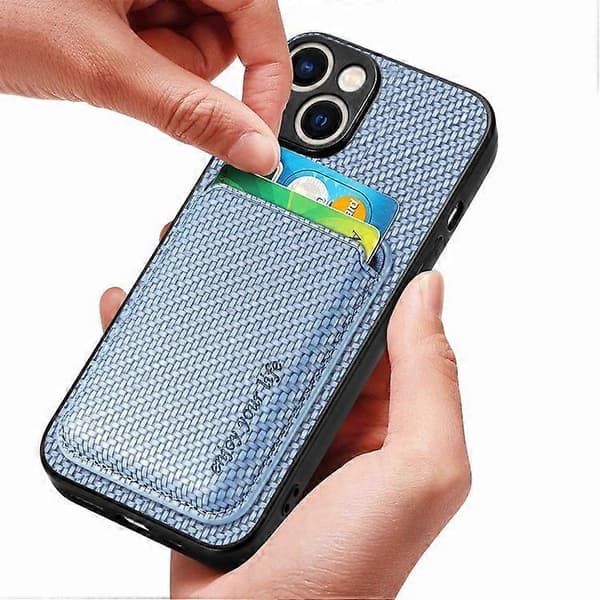 Til iPhone 15 Karbonfiber Skinnkort Magsafe Telefondeksel