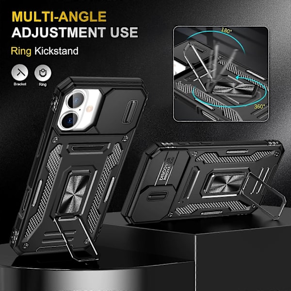 Armor PC + TPU Kameraskydd Telefonfodral (För iPhone 16 Plus)