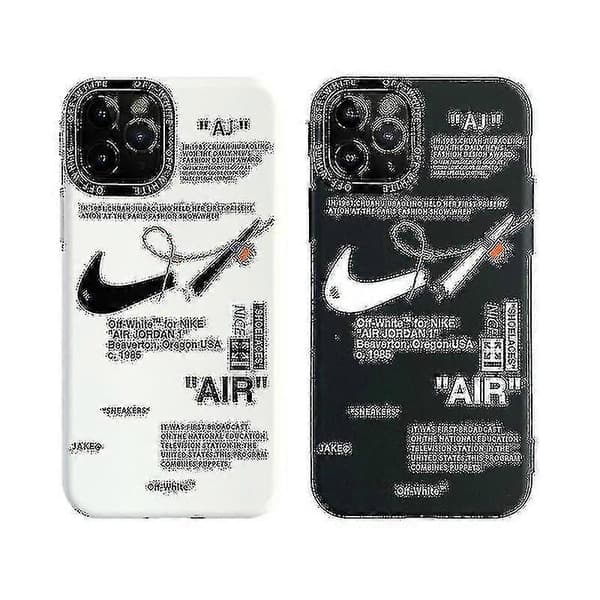 For iPhone 13/12/11 Off-white Nike Frosted Phone Case 13pro/12pro svart+hvit