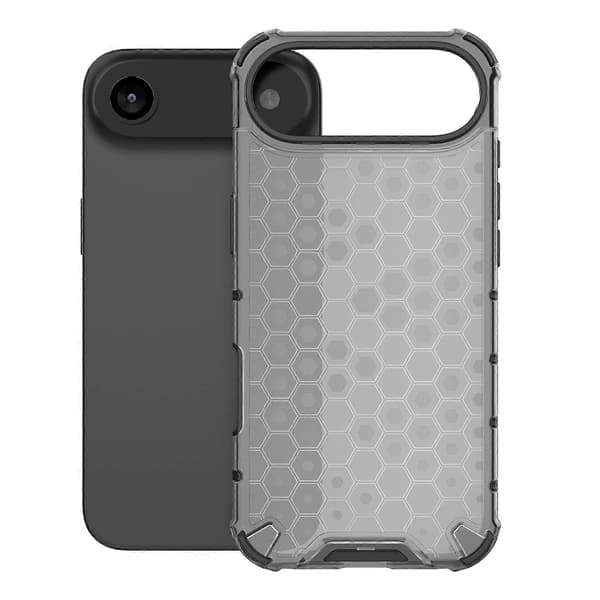 Til iPhone 17 Air Cover Honeycomb Form Stødsikkert PC TPU Telefoncover - Sort