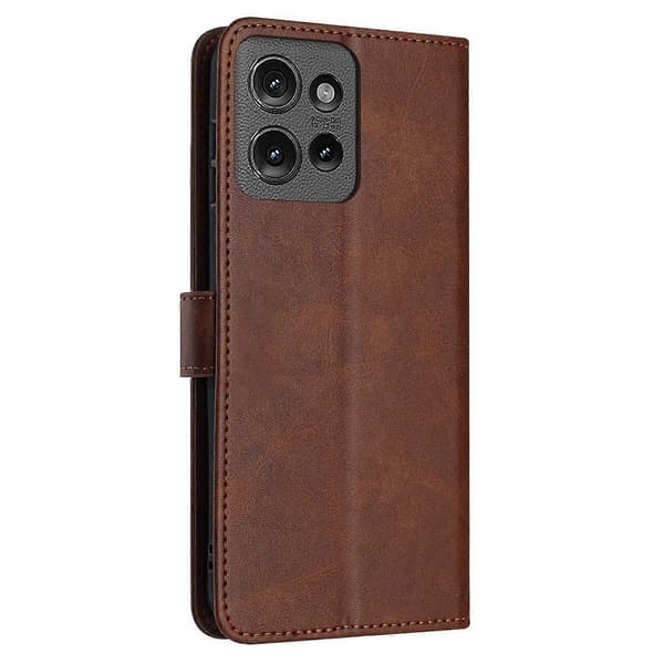 Solid kalvetekstur flip læder telefoncover (til Motorola Edge 50)