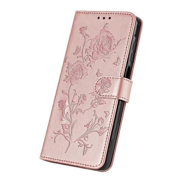 iPhone 17 Rose Blomsterpræget Læder Telefoncover