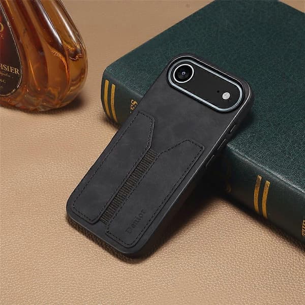 DENIOR Compatible For iPhone 17 Air Case Elastic Card Holder PU Leather + TPU + PC Phone Cover