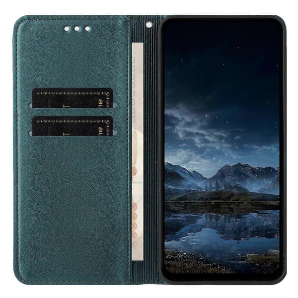 TKdaddy Plånboksfodral för Samsung Galaxy A17 5G Linjemönstrat Läderställ Telefonskal med Handledsrem Grön