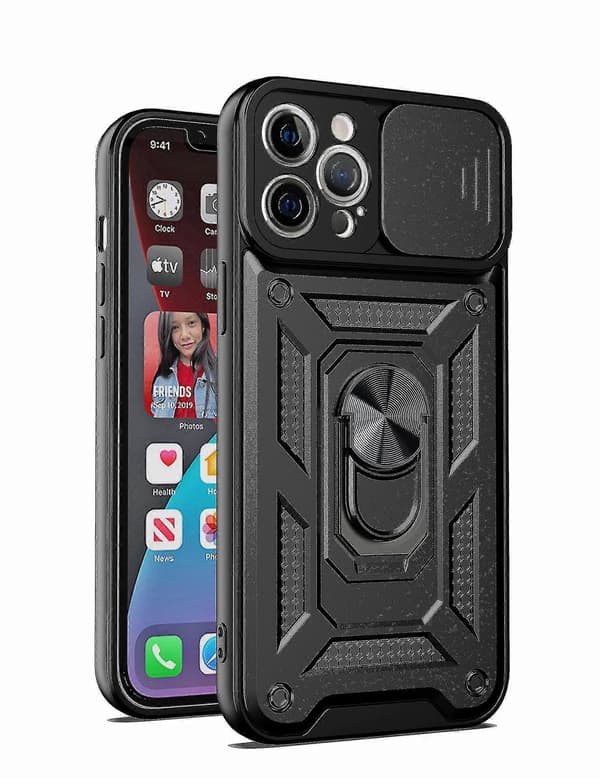 2023 Kompatibel med iPhone 13-deksel, iPhone 13-deksel med støtte og skyvbart kameradeksel