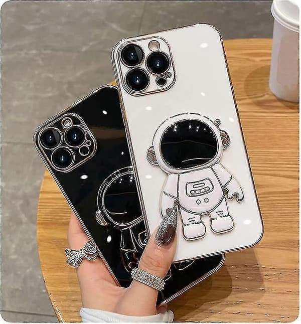 6D-plettering Astronaut Kickstand TPU-deksel til iPhone 14 Pro Max, Kamerabeskyttelse