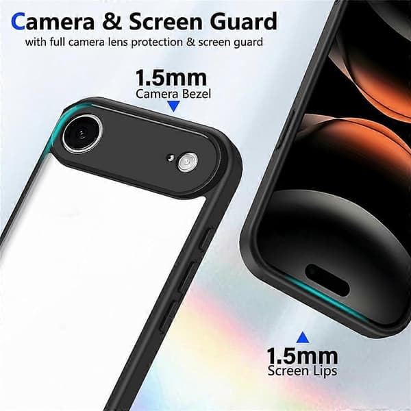 Kompatibel med iPhone 17 Air Case Matt Skin Touch Klar PC + TPU Støtsikkert Telefonbakdeksel
