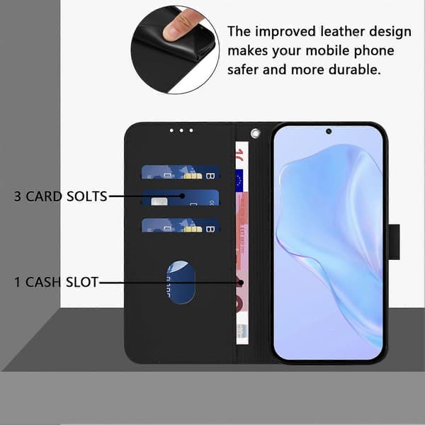 Kompatibel med iPhone 17 Air Case Solid Farge Lommebok Lær Telefondeksel Med Stropp