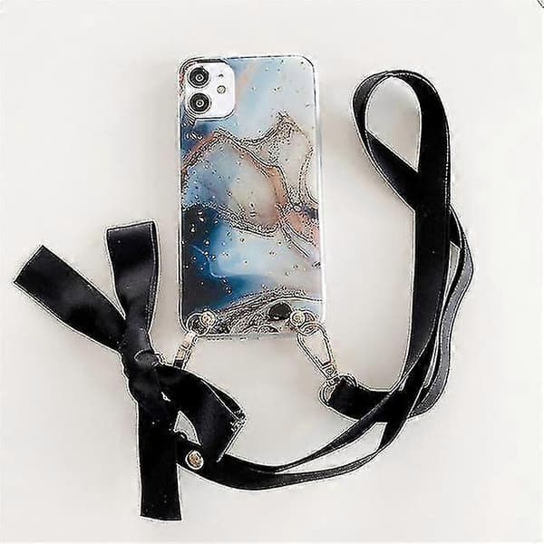 Marmor tekstur deksel kompatibel iPhone 13 Pro Max/13 Pro/13 med skulderrem tau glitter