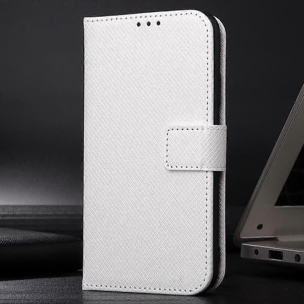 Telefonfodral i läder med diamantstruktur (Vit)