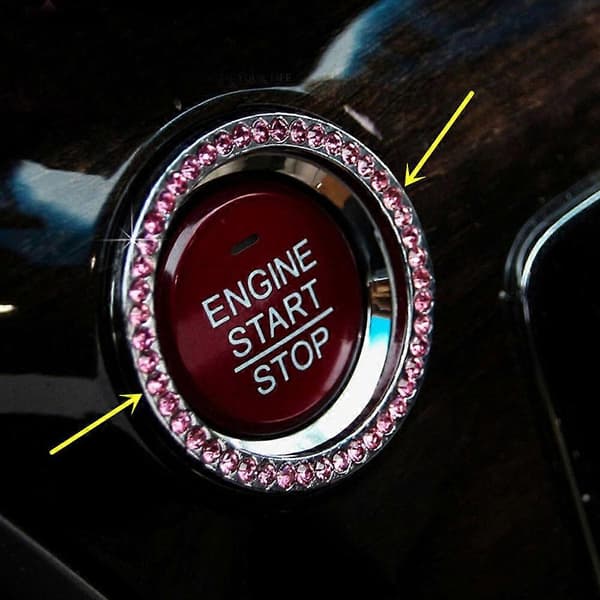 Diamant Bilmotor Start Stopp Tryckknapp Switch Skydd Ring Trim Biltillbehör (Vit)
