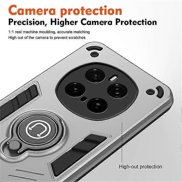 För Honor Magic7 Pro 5G Skal Slide Camshield Ställ PC + TPU Mobilskal (Grå)