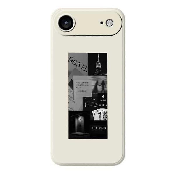 For iPhone 17 Air Case Stitching Photos Pattern Printing Straight Edge TPU Phone Back Cover - Beige